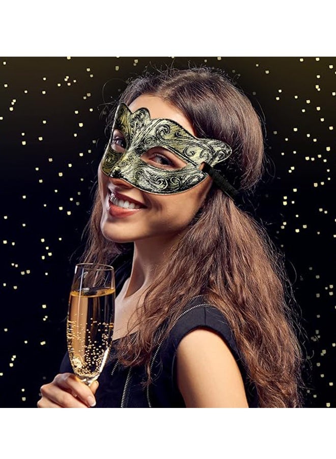 Happy D 4 Pieces of Masquerade Ball Masks, Venetian Carnival Vintage Masks with Straps, Suitable for Ladies and Gentlemen, Carnival Party Masks - Image 2